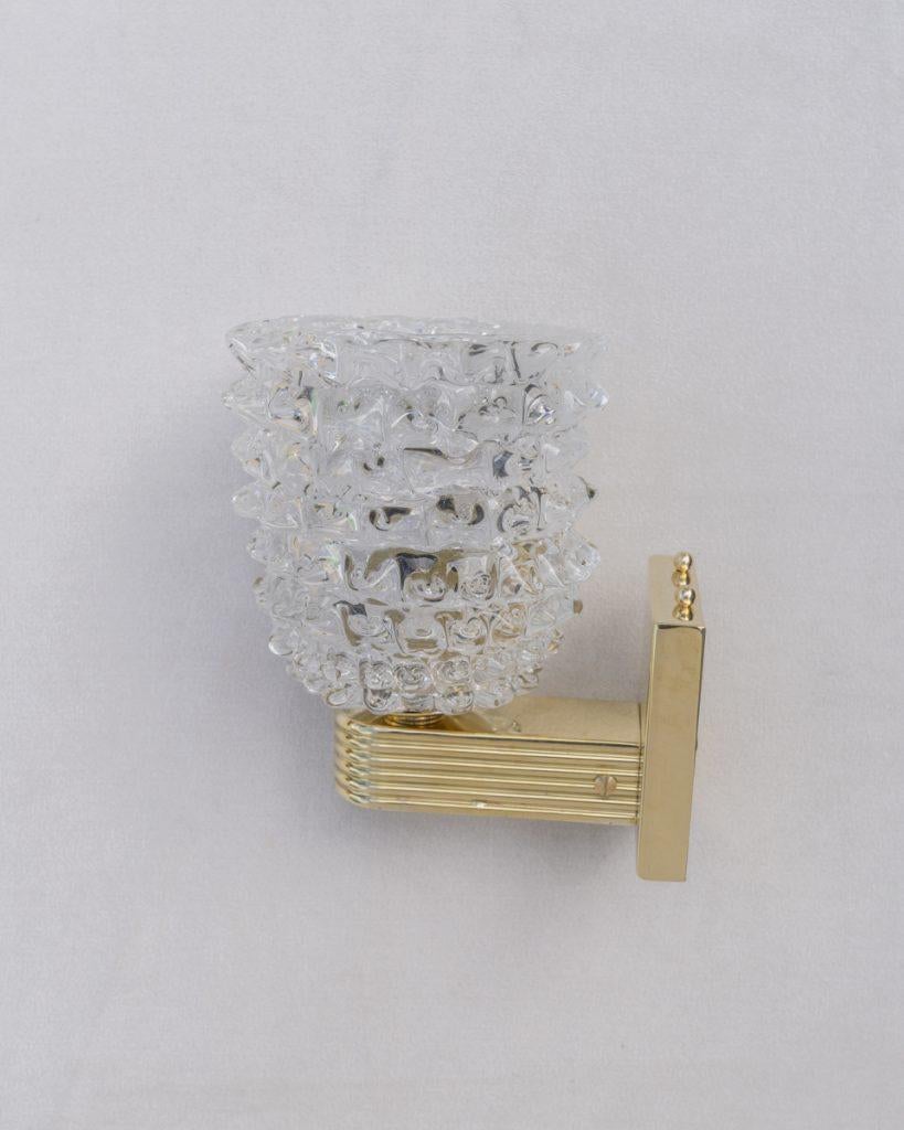 Italian Murano Wall Sconce 'Rostrato' in Clear Glass Large For Sale 7