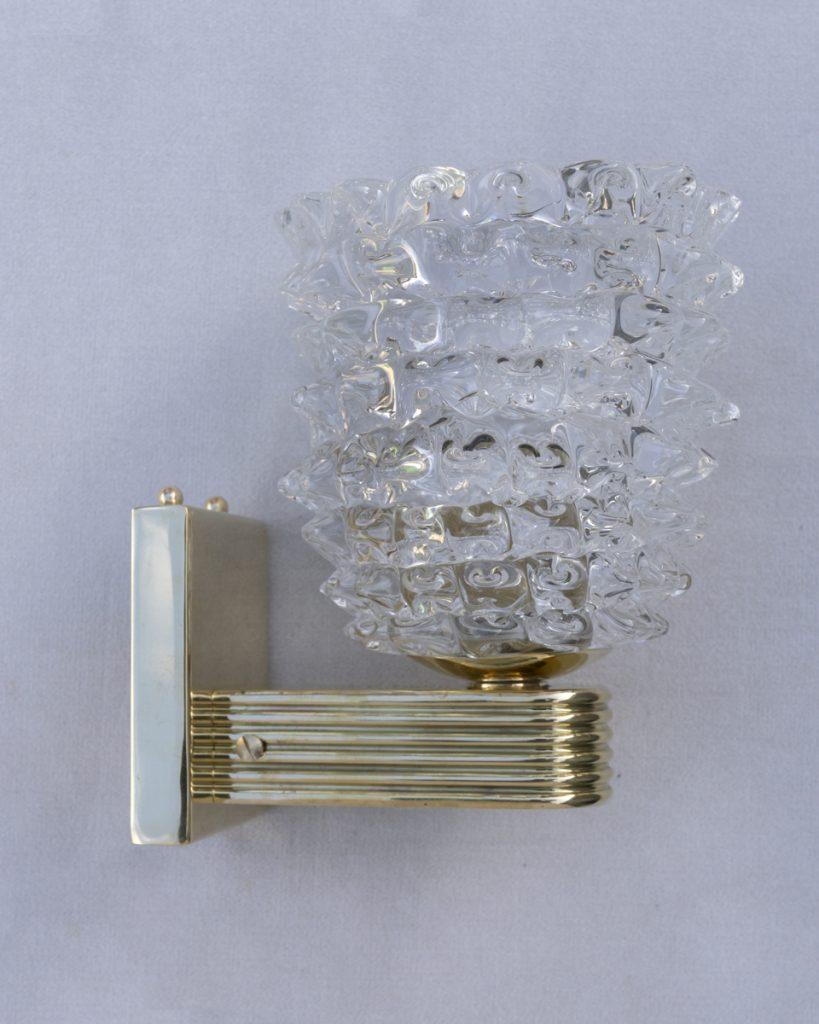 Italian Murano Wall Sconce 'Rostrato' in Clear Glass Large In New Condition For Sale In KEW, AU