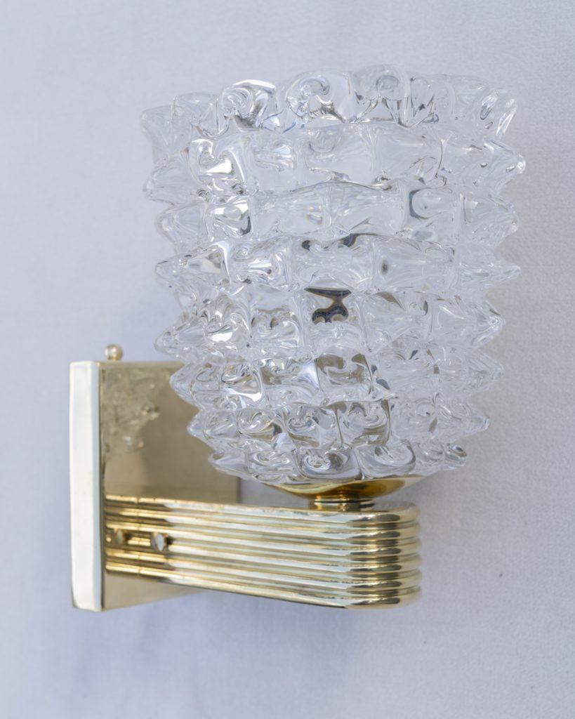 Contemporary Italian Murano Wall Sconce 'Rostrato' in Clear Glass Large For Sale