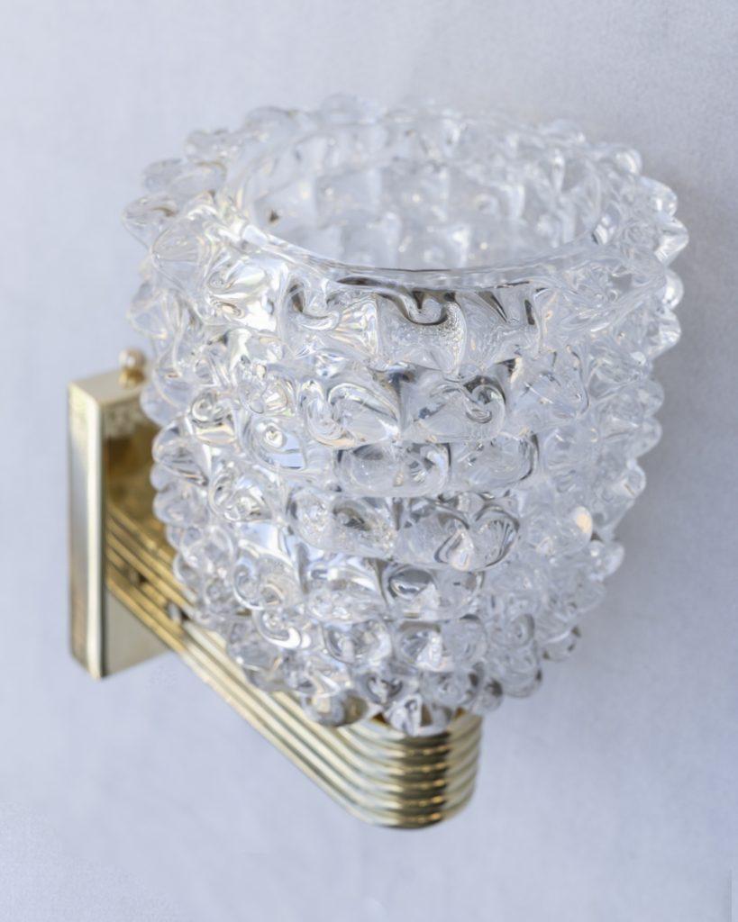 Italian Murano Wall Sconce 'Rostrato' in Clear Glass Large For Sale 3