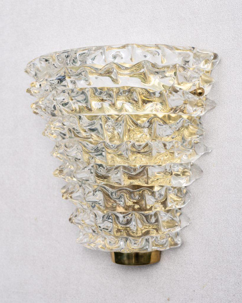Italian Murano Wall Sconce 'Rostrato' in Clear Glass with Back Plate In New Condition For Sale In KEW, AU