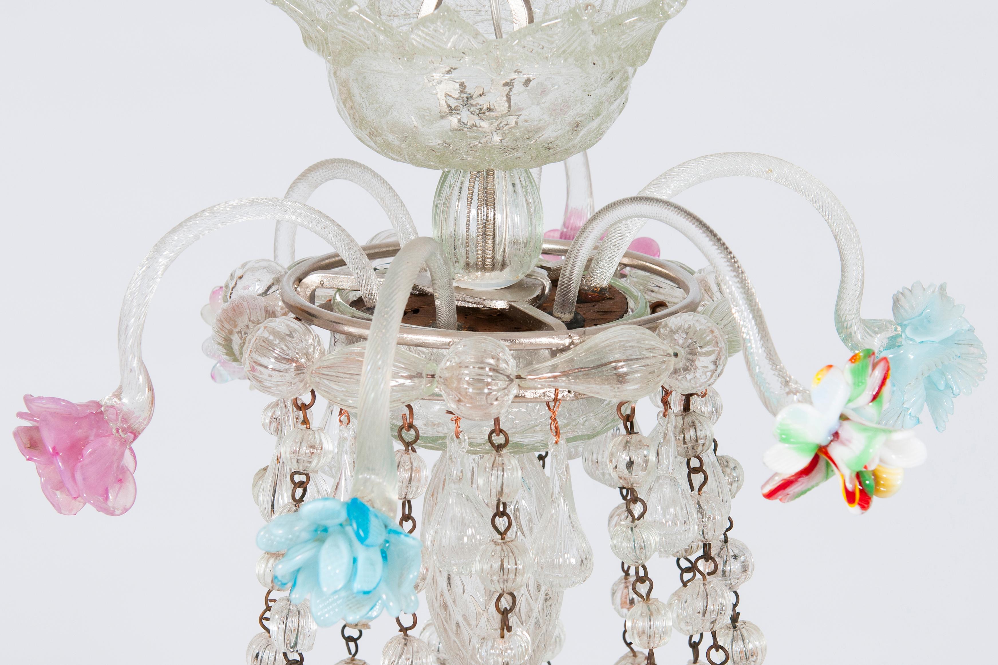 Metà XX secolo Lampadario in vetro di Murano 