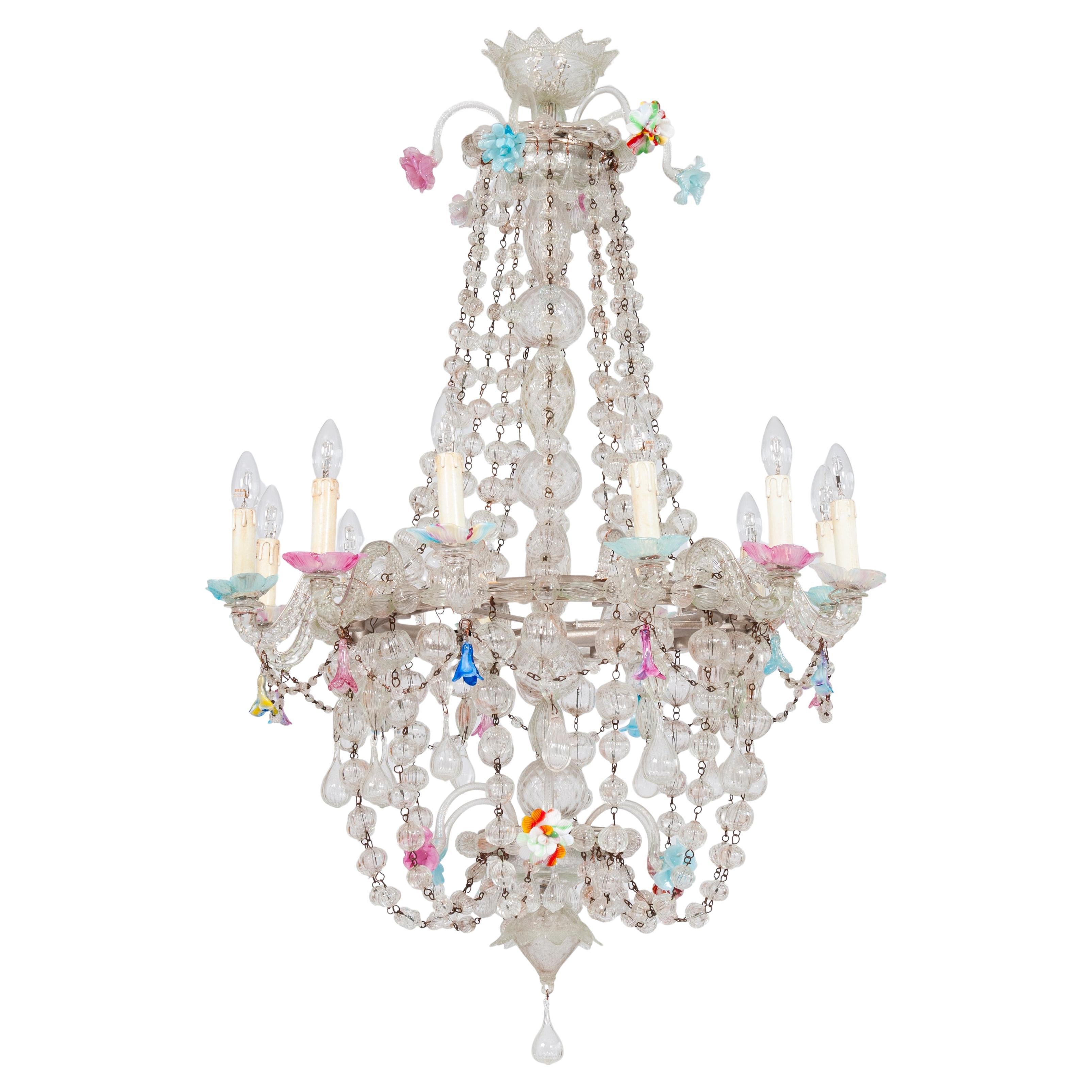 Lampadario in vetro di Murano "Sfere a cascata", Vintage Murano Gallery in vendita