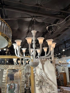 Italian Murano White 12 Arm Chandelier
