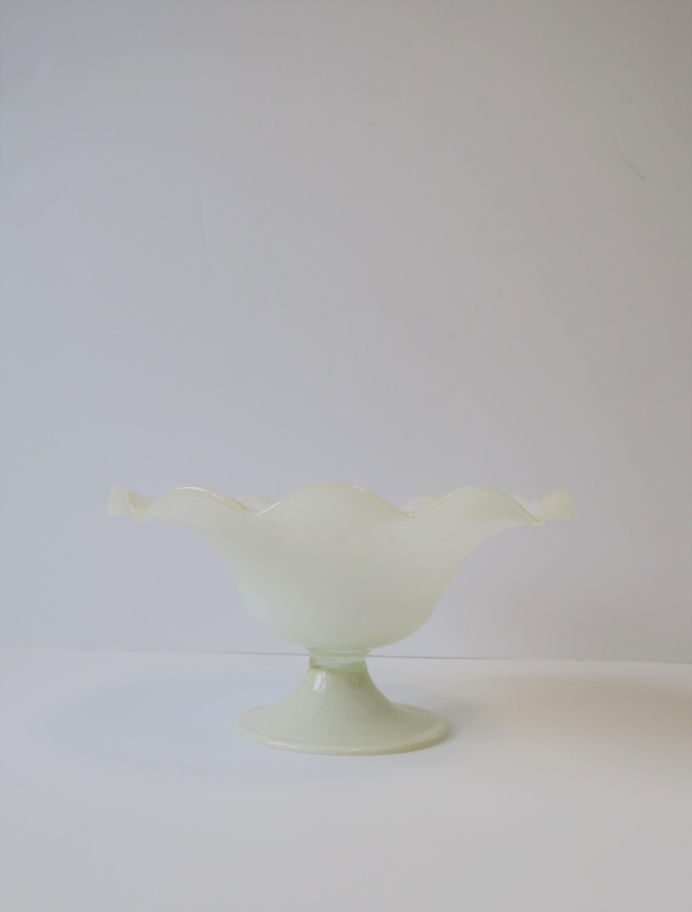 Mid-20th Century Italian Murano White and Gold Footed Bowl