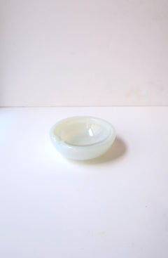 Italian Murano White Opaline Art Glass Bowl or Ashtray after Seguso