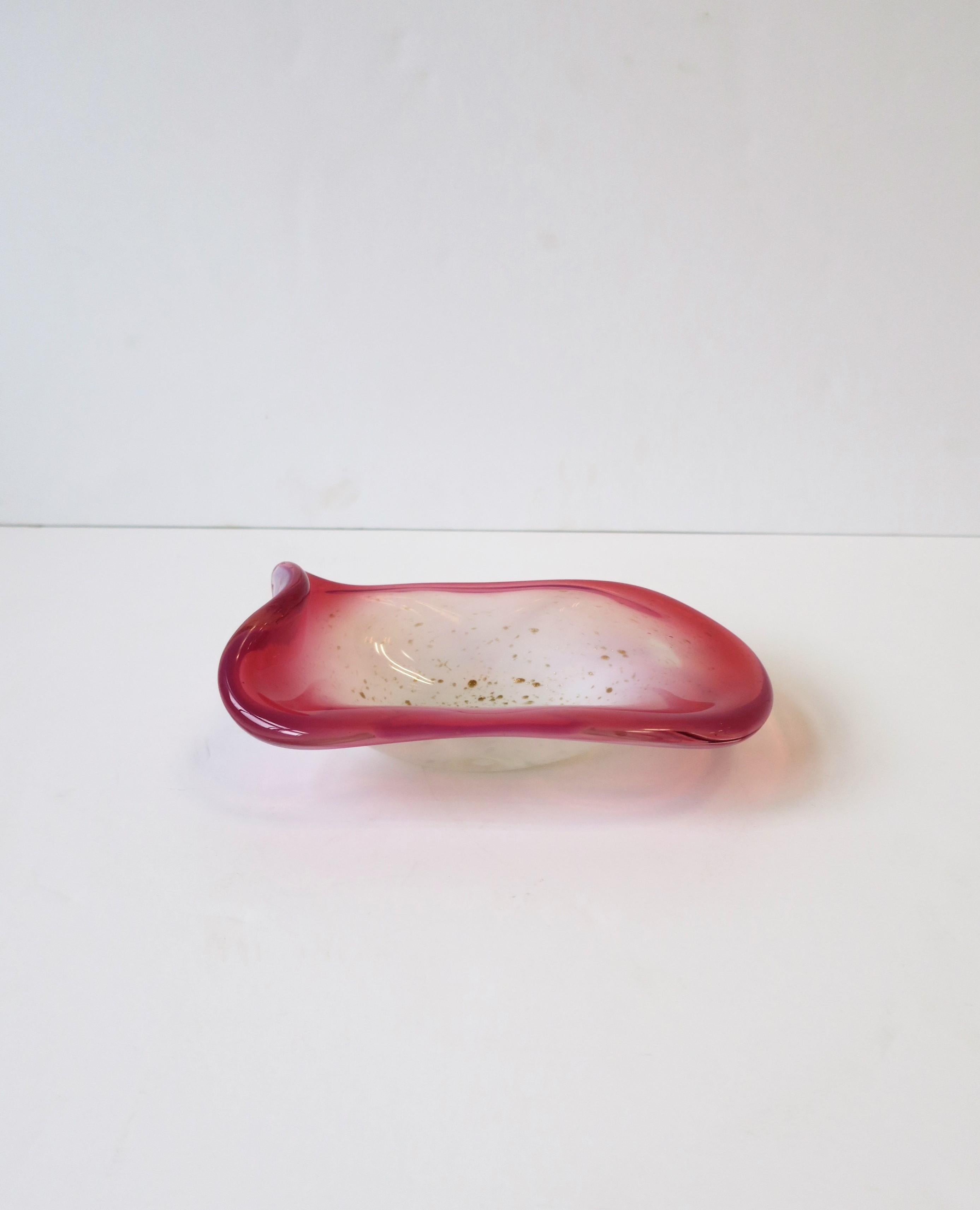 Italienische Schale aus rosa, gold-weißem italienischem Muranoglas mit Opalglas von Fratelli Toso im Angebot 6