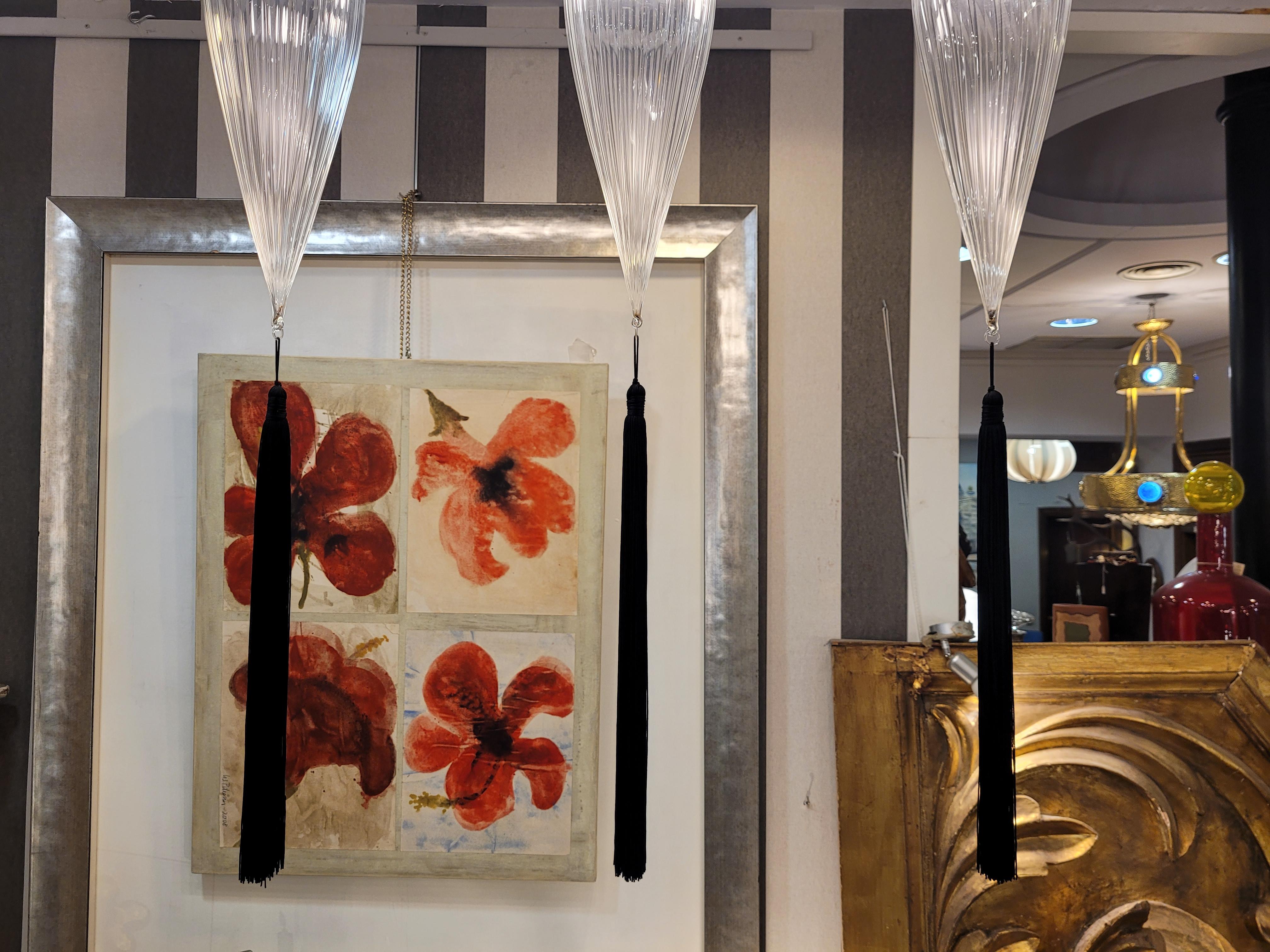 Italian Murano White  Pendant Lamp “Opera Calaf” Melogranoblu 4