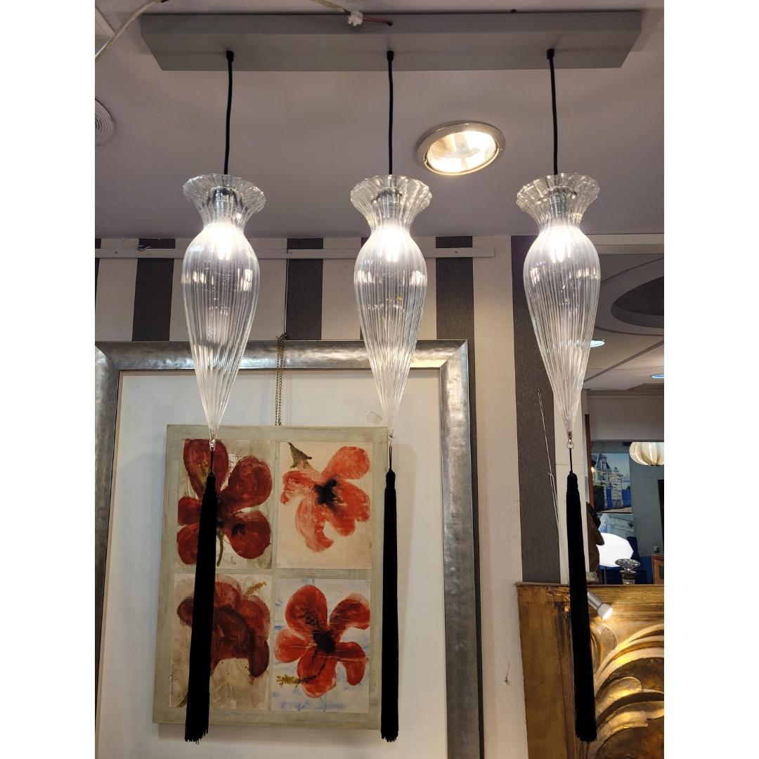 Italian Murano White  Pendant Lamp “Opera Calaf” Melogranoblu 5