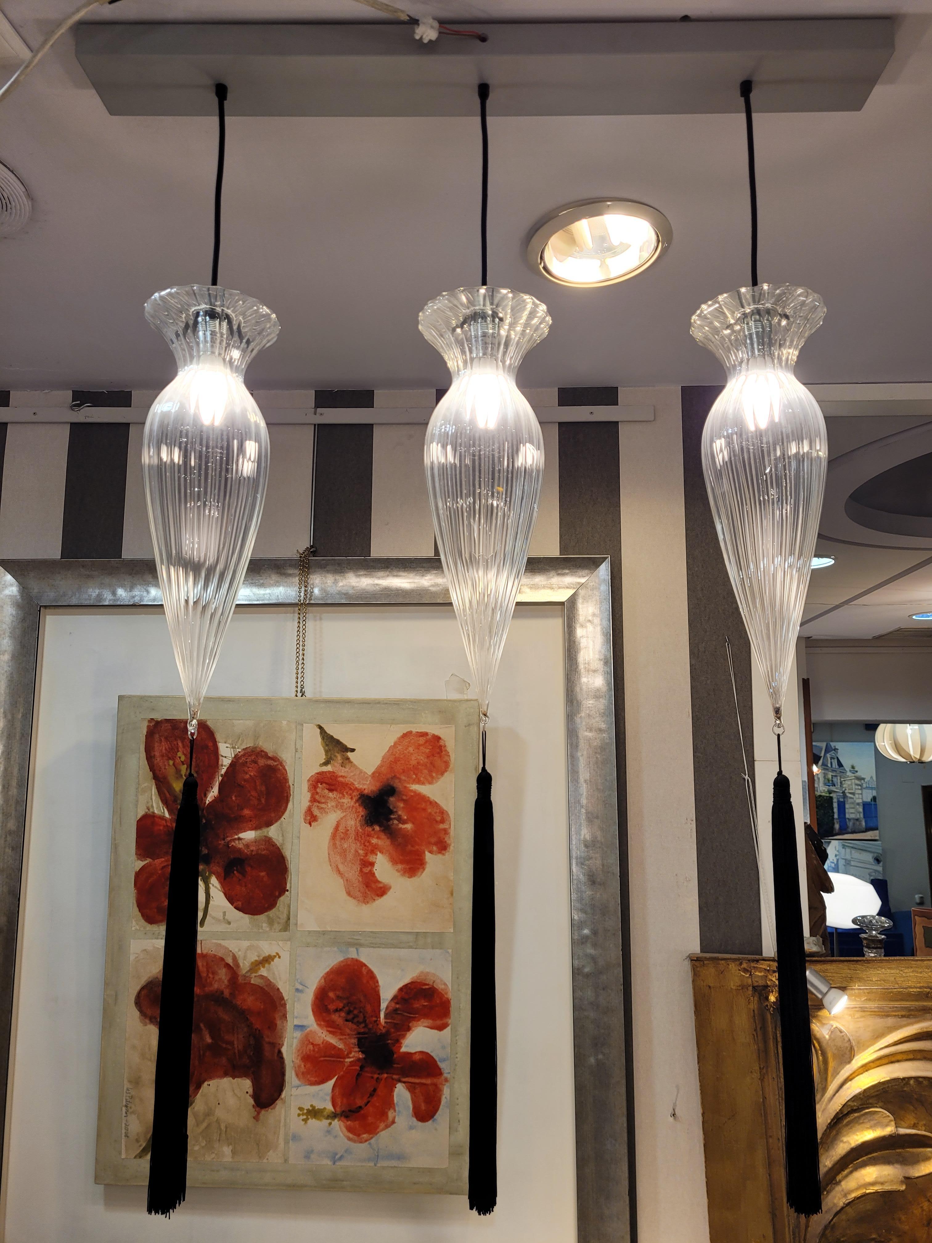 Italian Murano White  Pendant Lamp “Opera Calaf” Melogranoblu 7