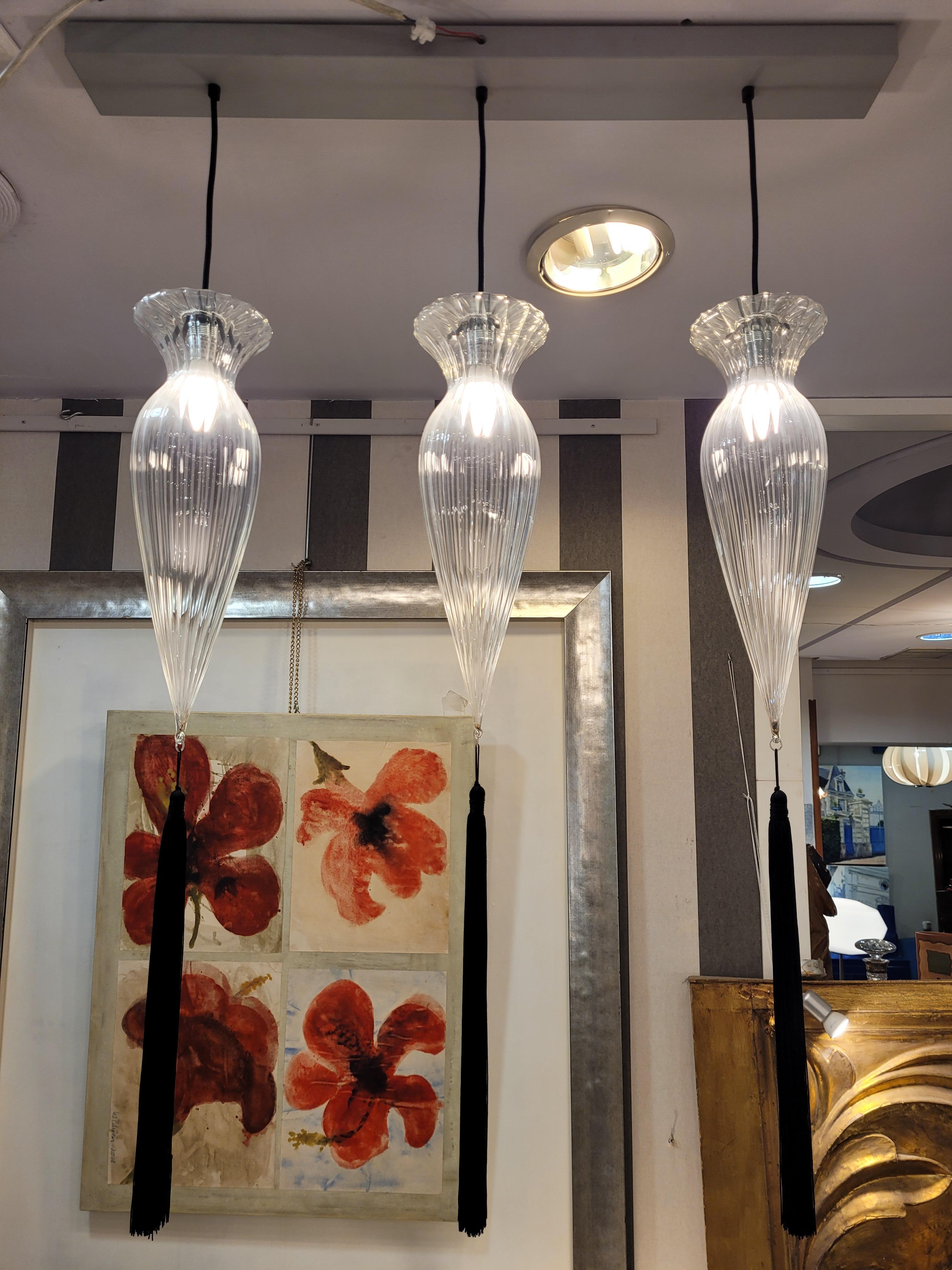 Italian Murano White  Pendant Lamp “Opera Calaf” Melogranoblu 8