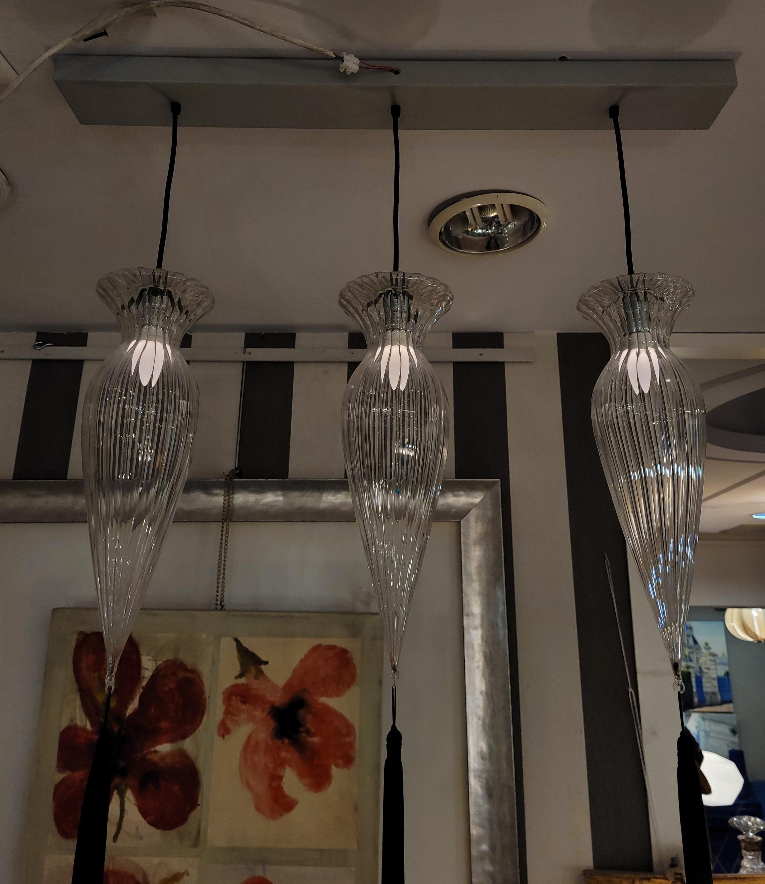 Italian Murano White  Pendant Lamp “Opera Calaf” Melogranoblu 9