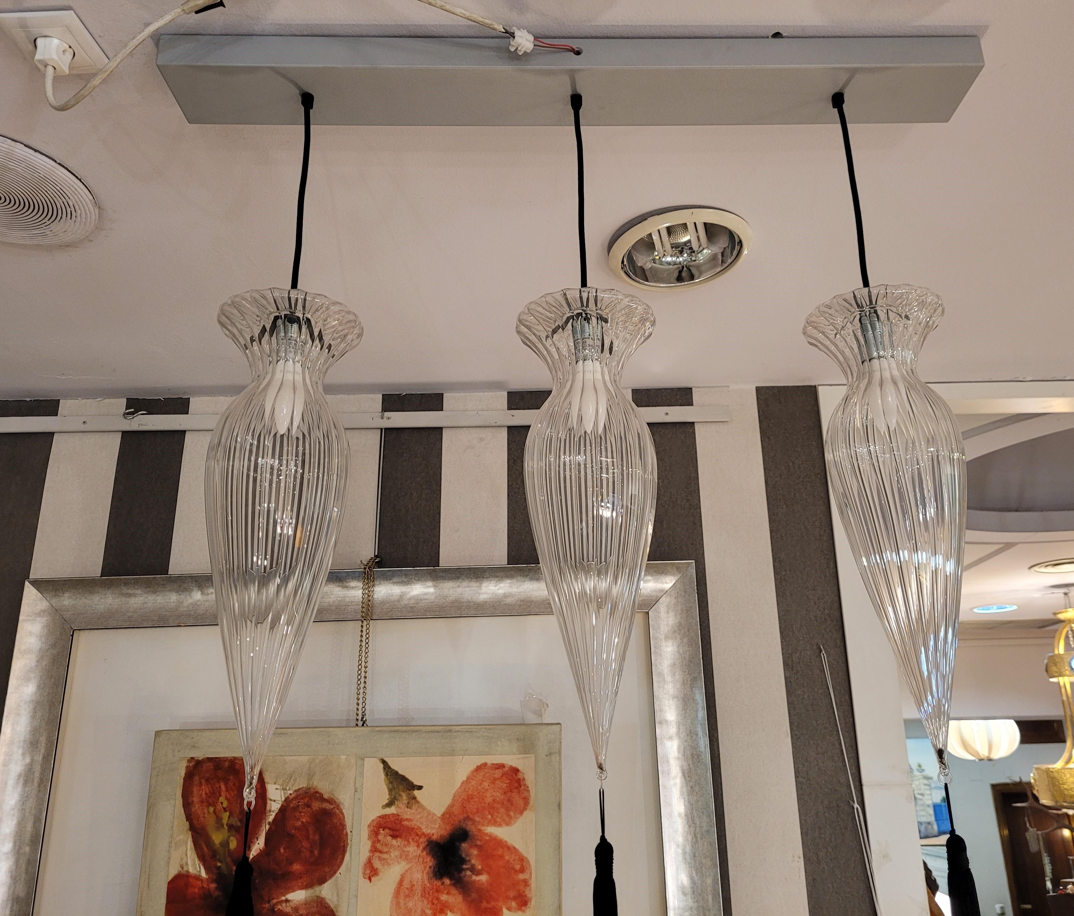 Italian Murano White  Pendant Lamp “Opera Calaf” Melogranoblu 10