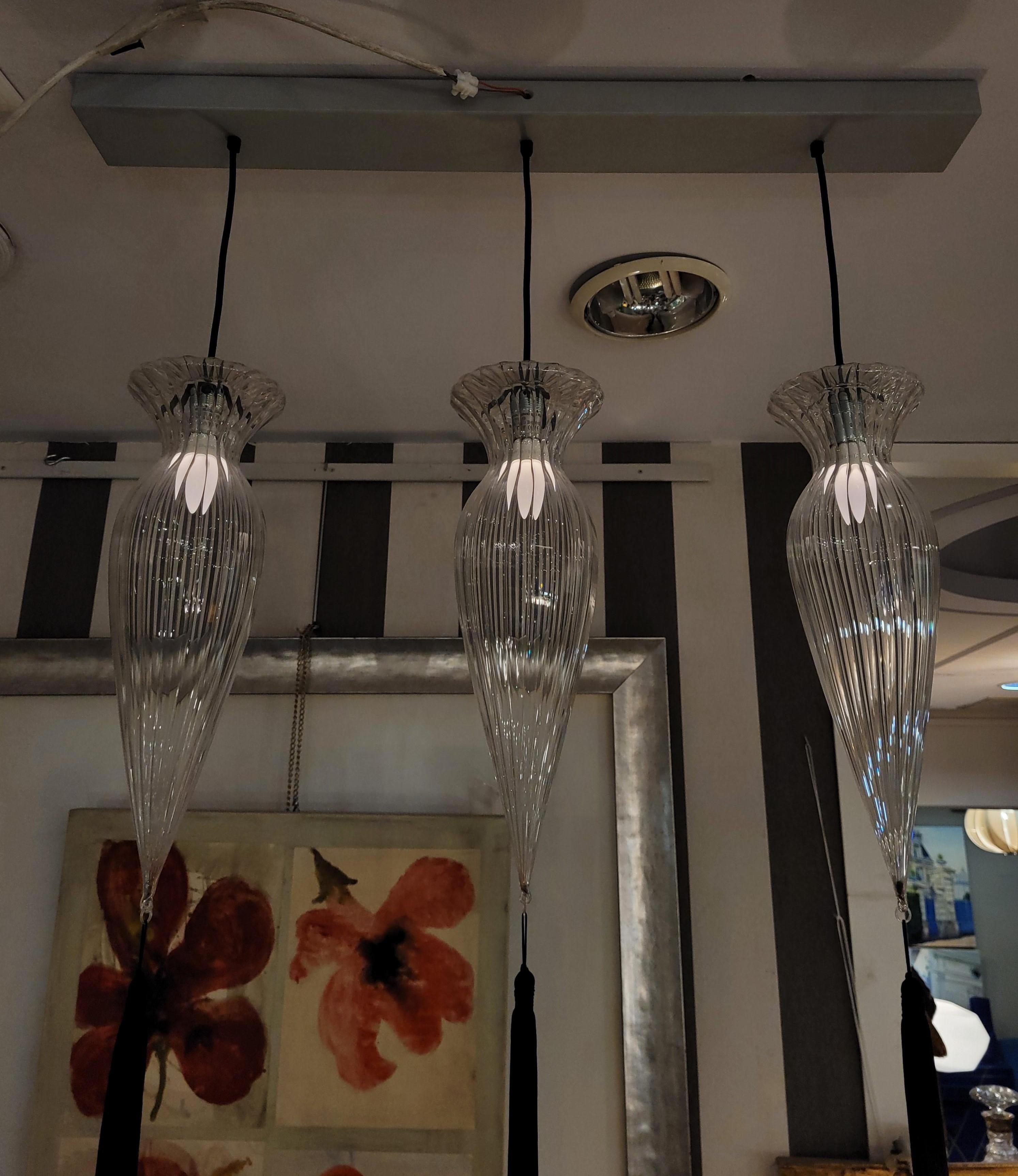 Italian Murano White  Pendant Lamp “Opera Calaf” Melogranoblu In Good Condition In Valladolid, ES