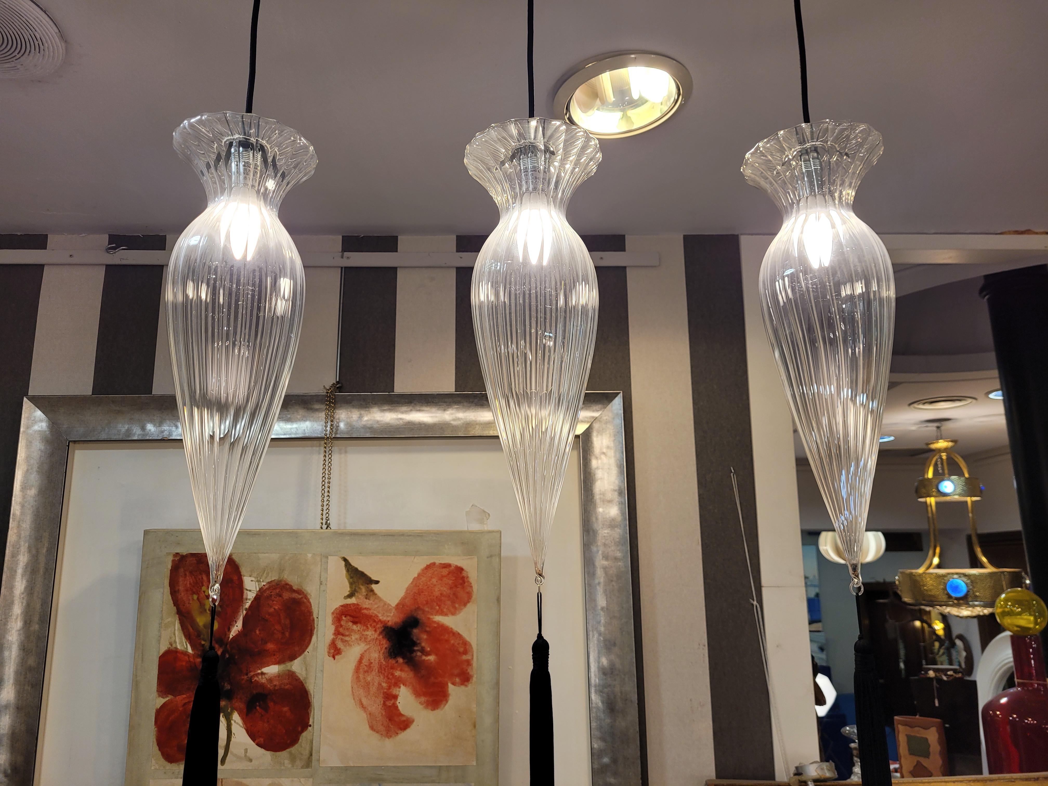 Italian Murano White  Pendant Lamp “Opera Calaf” Melogranoblu 1