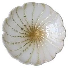 Italienische Murano-Weißsilber-Kunstglasschale Catchall Barbini Style
