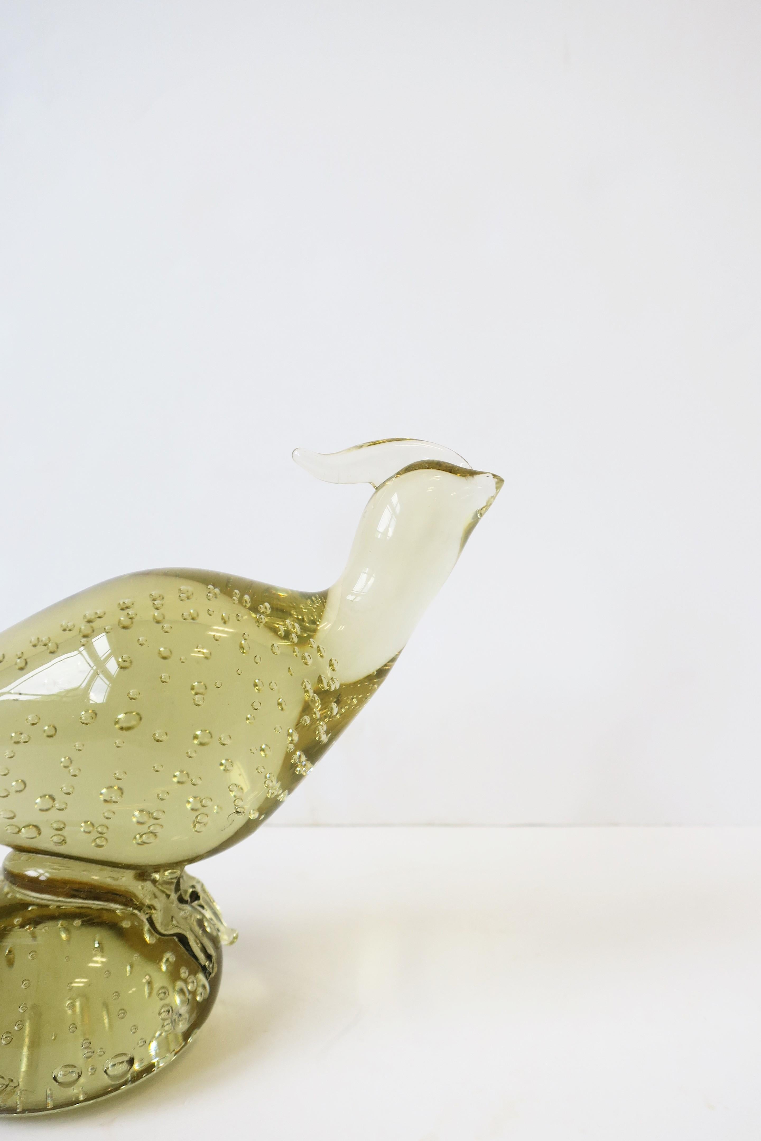 Sculpture d'oiseau faisan de Murano jaune clair d'après Seguso, années 60 en vente 4