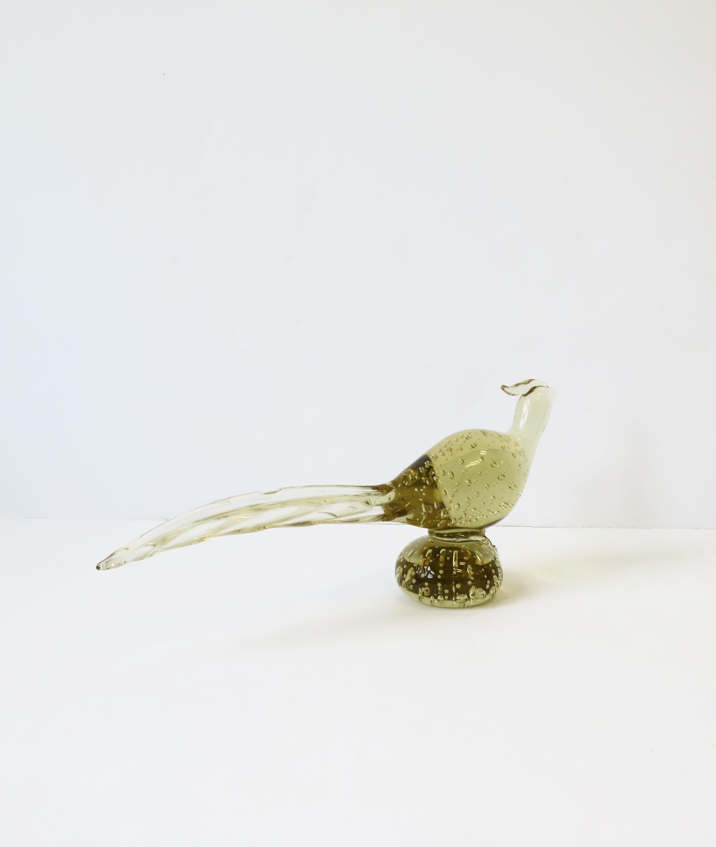 Italienische Fasanenvogel-Skulptur aus hellgelbem Murano-Kunstglas nach Seguso, 60er Jahre im Angebot 1