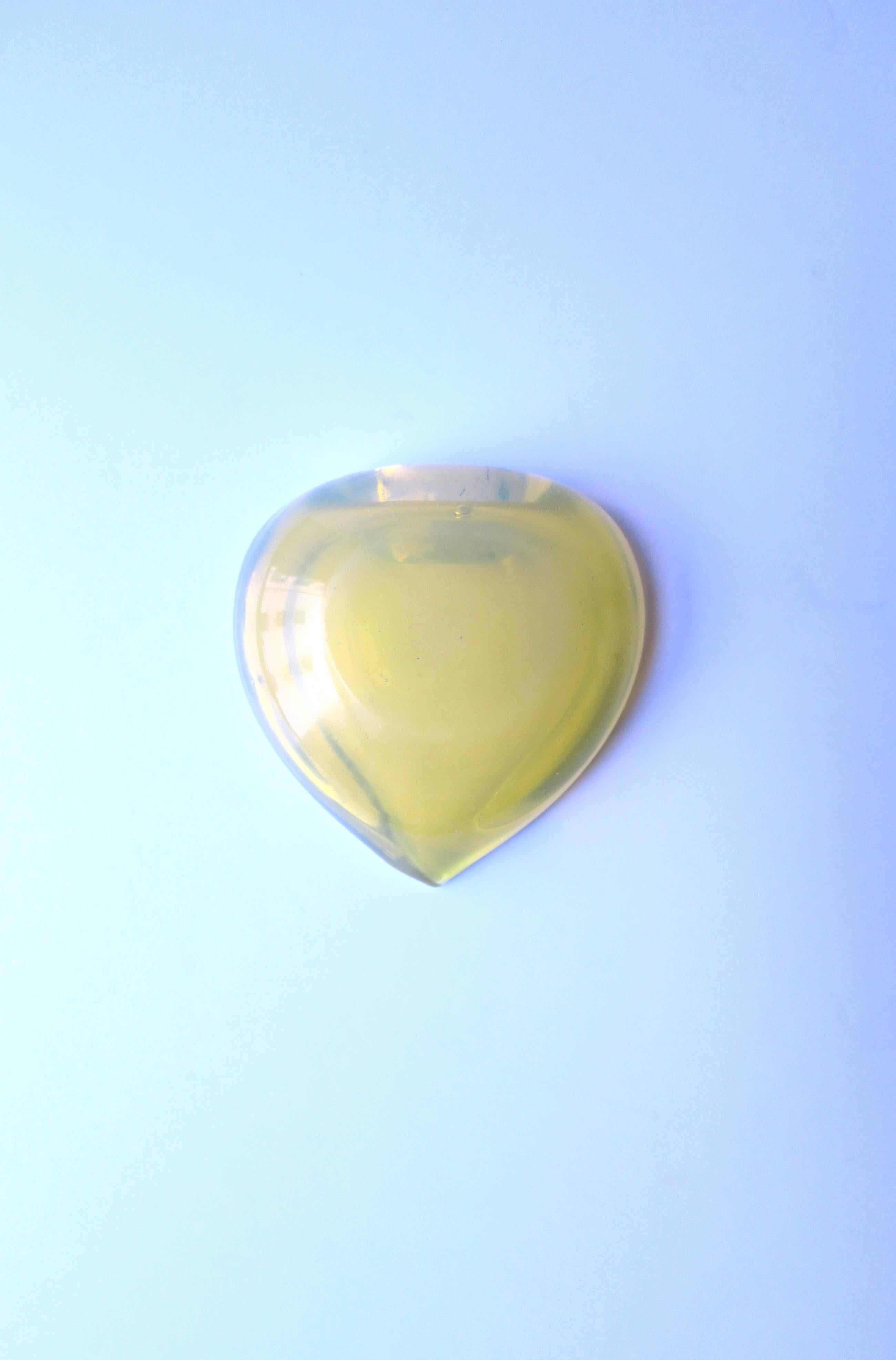 Art Glass Italian Murano Yellow Opaline Heart Dish  For Sale