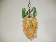 Italian Murano Yellow Orange Grape Cluster Chandelier