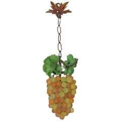 Italian Murano Yellow Orange Grape Cluster Chandelier