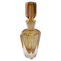 Italian Murano Yellow Sommerso Glass Decanter Bottle w Stopper 14"