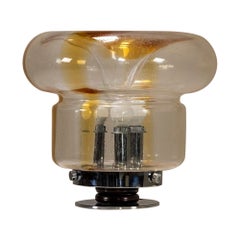 Italian Mushroom Shaped Table Lamp In Glass And Metal, Italy 1970
s