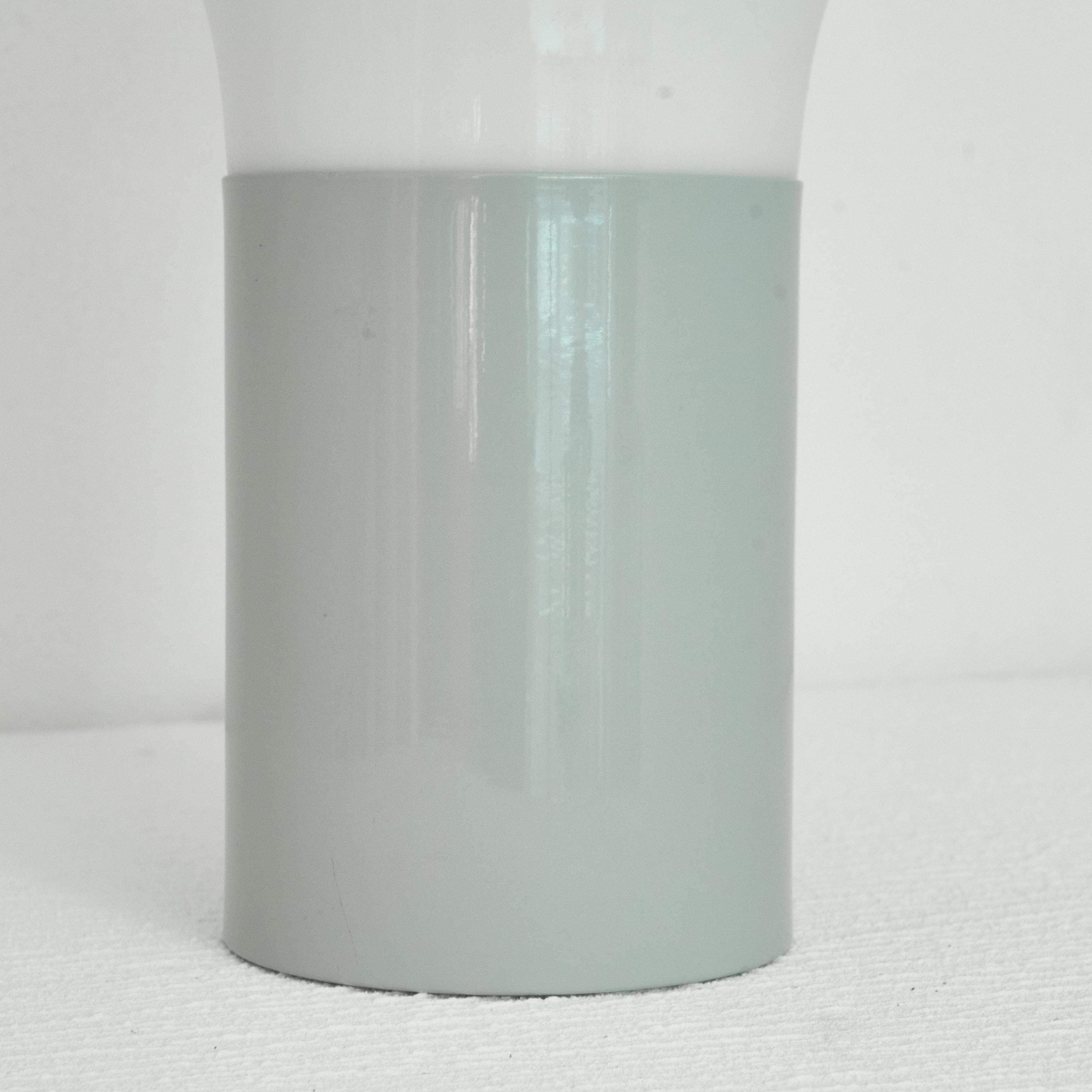 20th Century Italian Mushroom Table Lamp in Light Blue Metal and Opaline Glass, 1970s