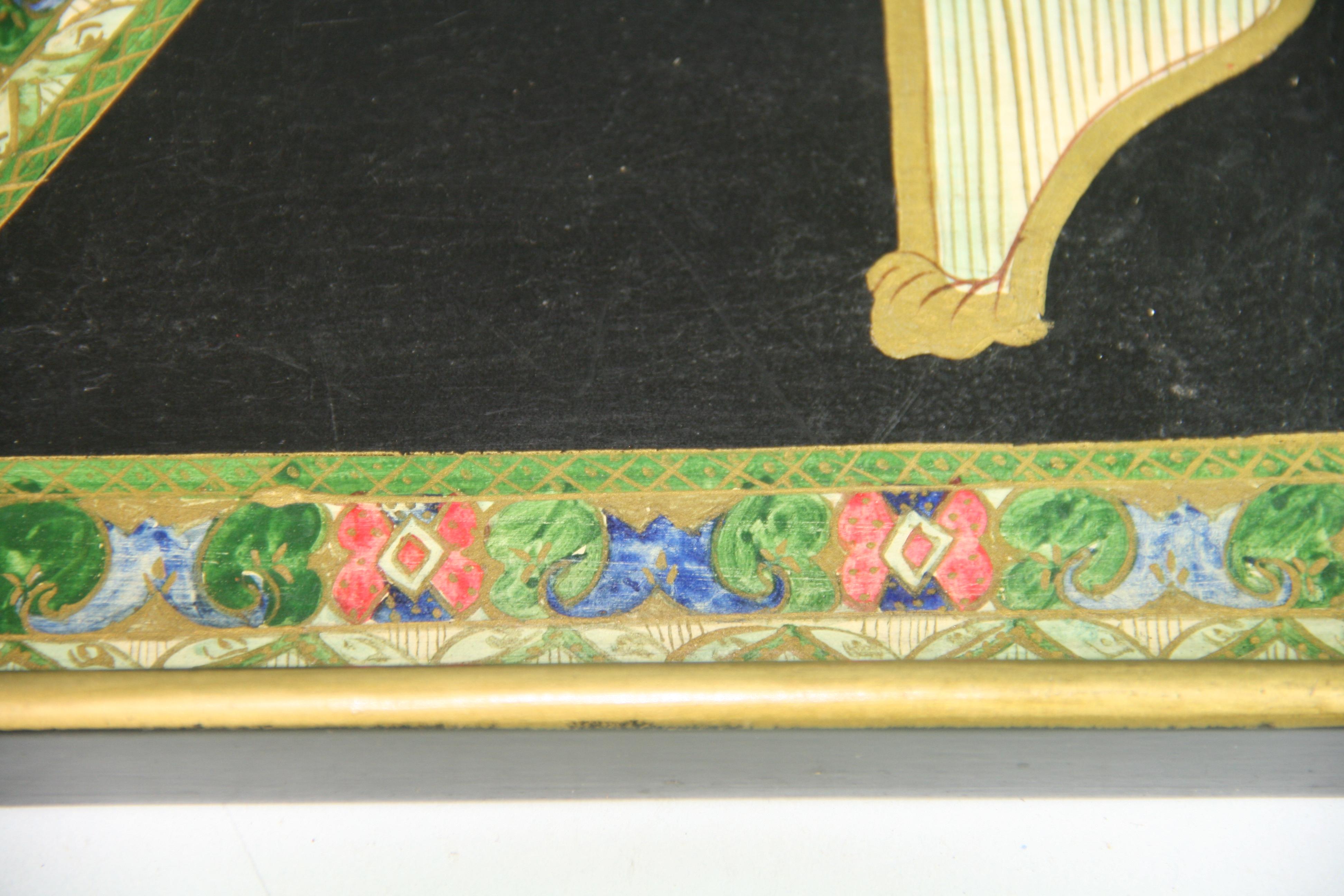 Italian Musical Instrument Hand Painted Serving Tray For Sale 4