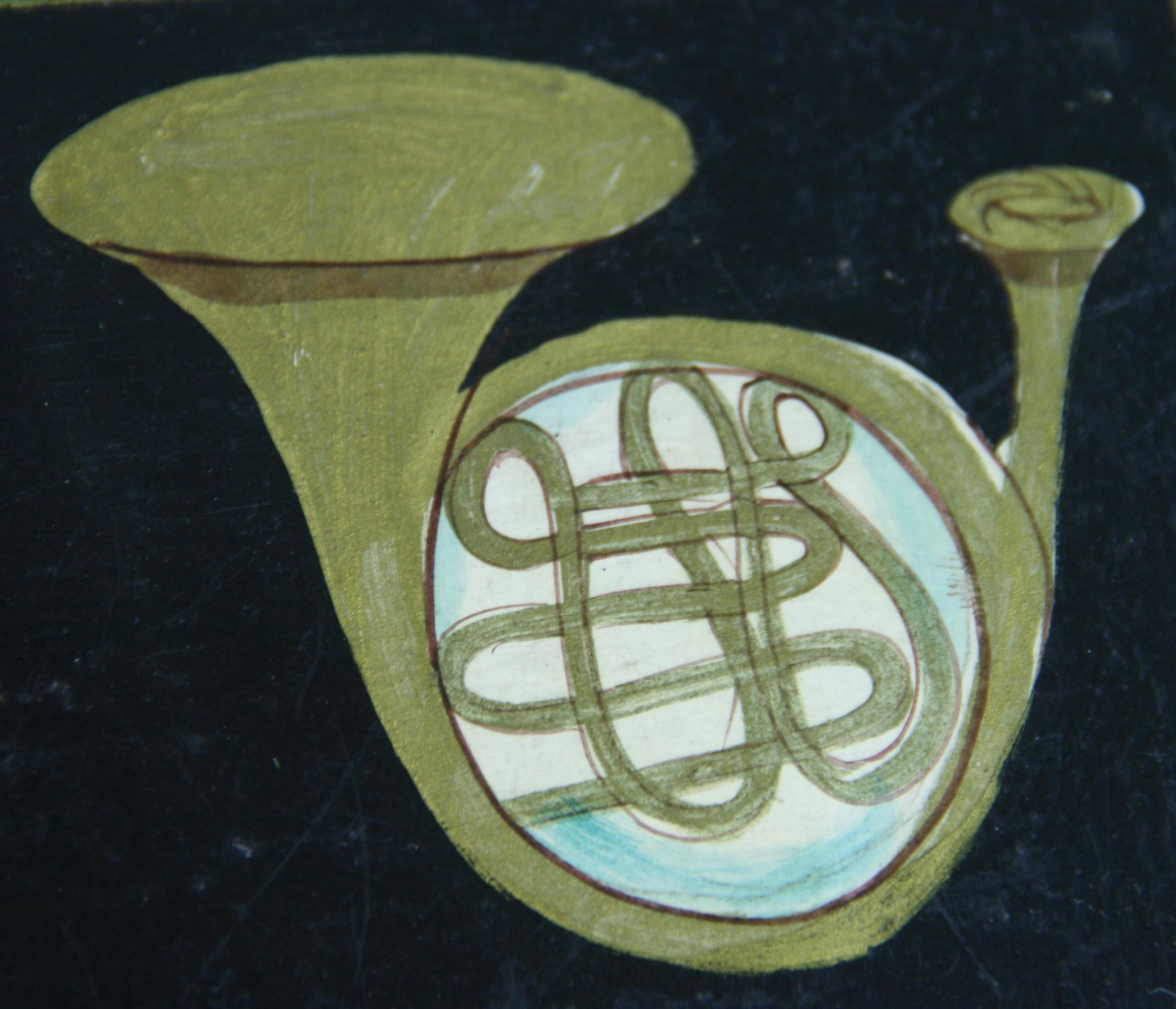 Plateau de service peint à la main d'un instrument de musique italien en vente 8