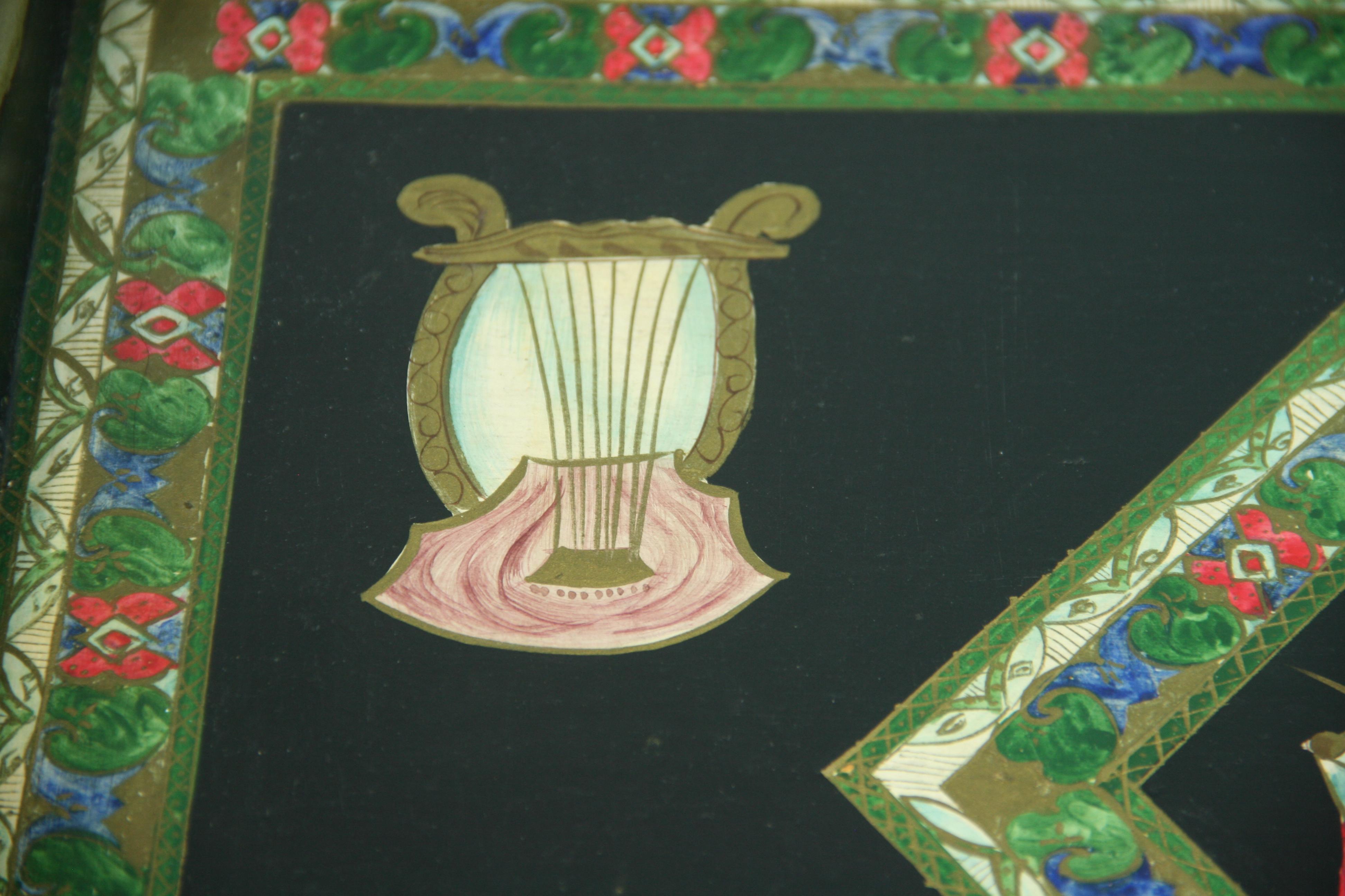 Hardwood Italian Musical Instrument Hand Painted Serving Tray For Sale