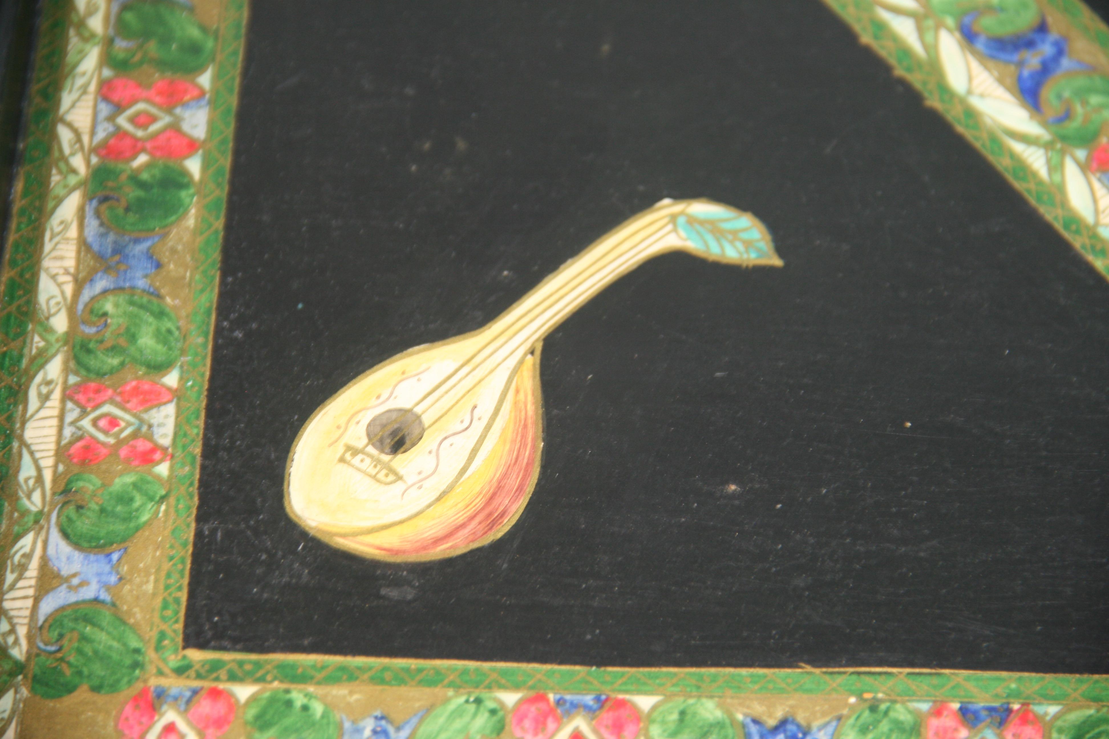 Italian Musical Instrument Hand Painted Serving Tray For Sale 1