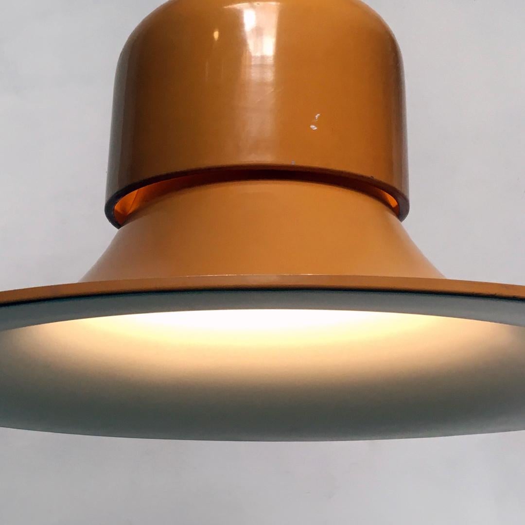 Italian Mustard Yellow Chandelier the Hat by Joe Colombo for Stilnovo, 1974 In Good Condition In MIlano, IT