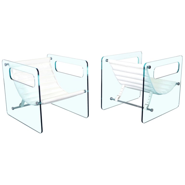 Giovanni Tommaso set of two Naked glass lounge chairs, contemporary