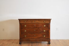 Italian, Naples, Late Neoclassic Walnut 4-Drawer Commode, ca. 1840