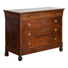 Italian, Naples, Late Neoclassic Walnut 4-Drawer Commode, ca. 1840