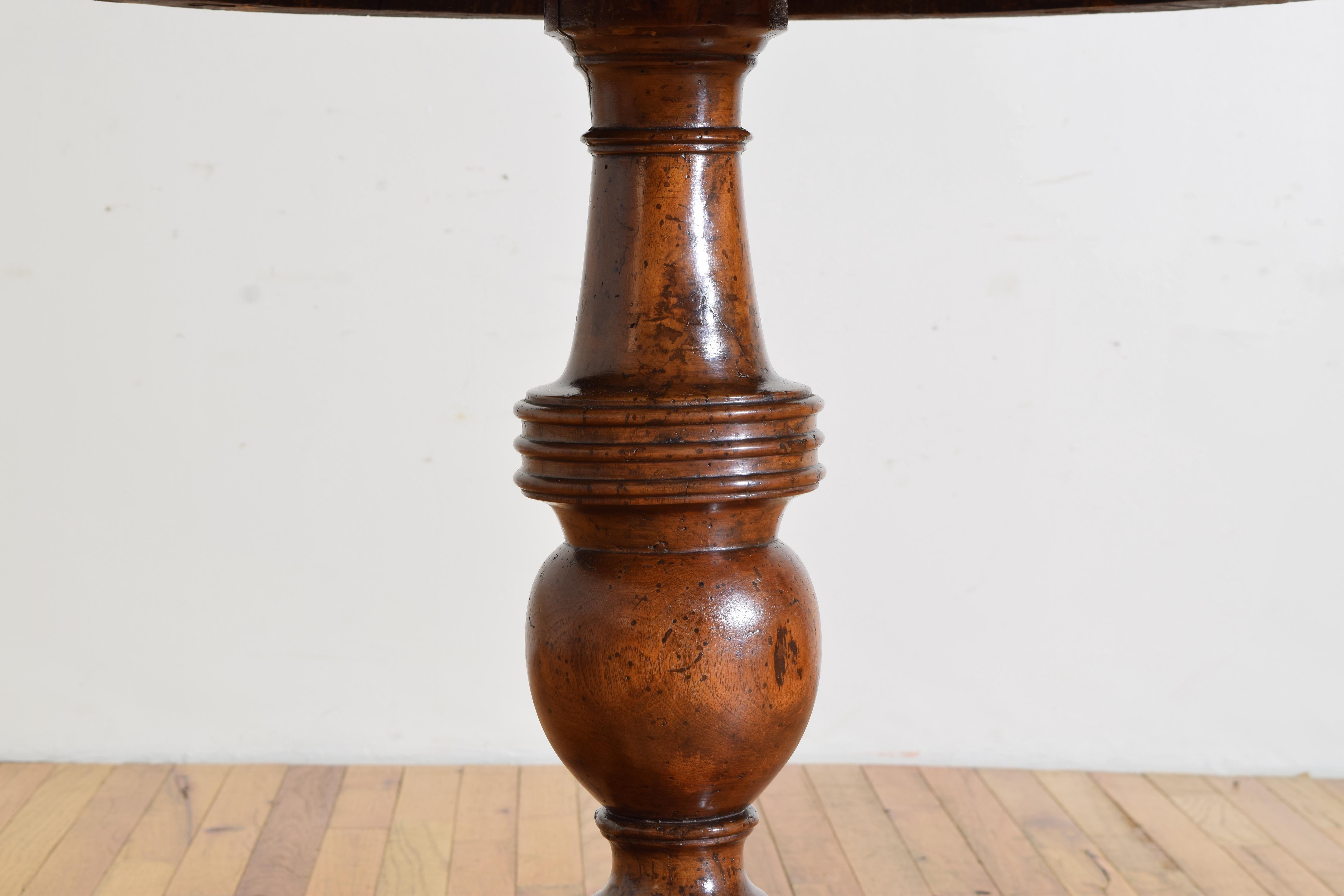 Italian, Naples, Neoclassic Light Walnut & Marble Center Table, ca. 1835 For Sale 1