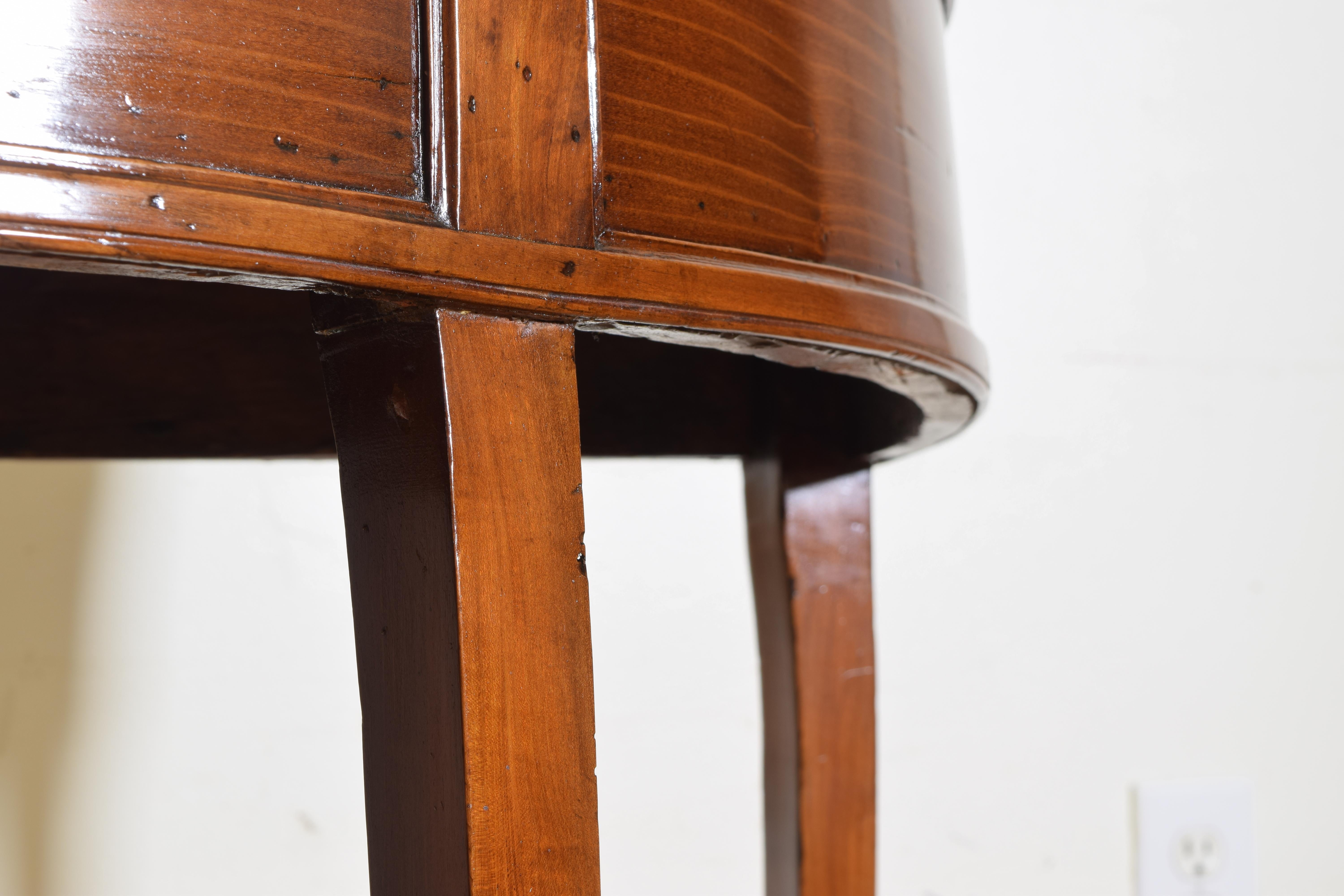 Italian, Naples, Shaped Cherrywood & White Granite Demilune Console Table, 19thc 4