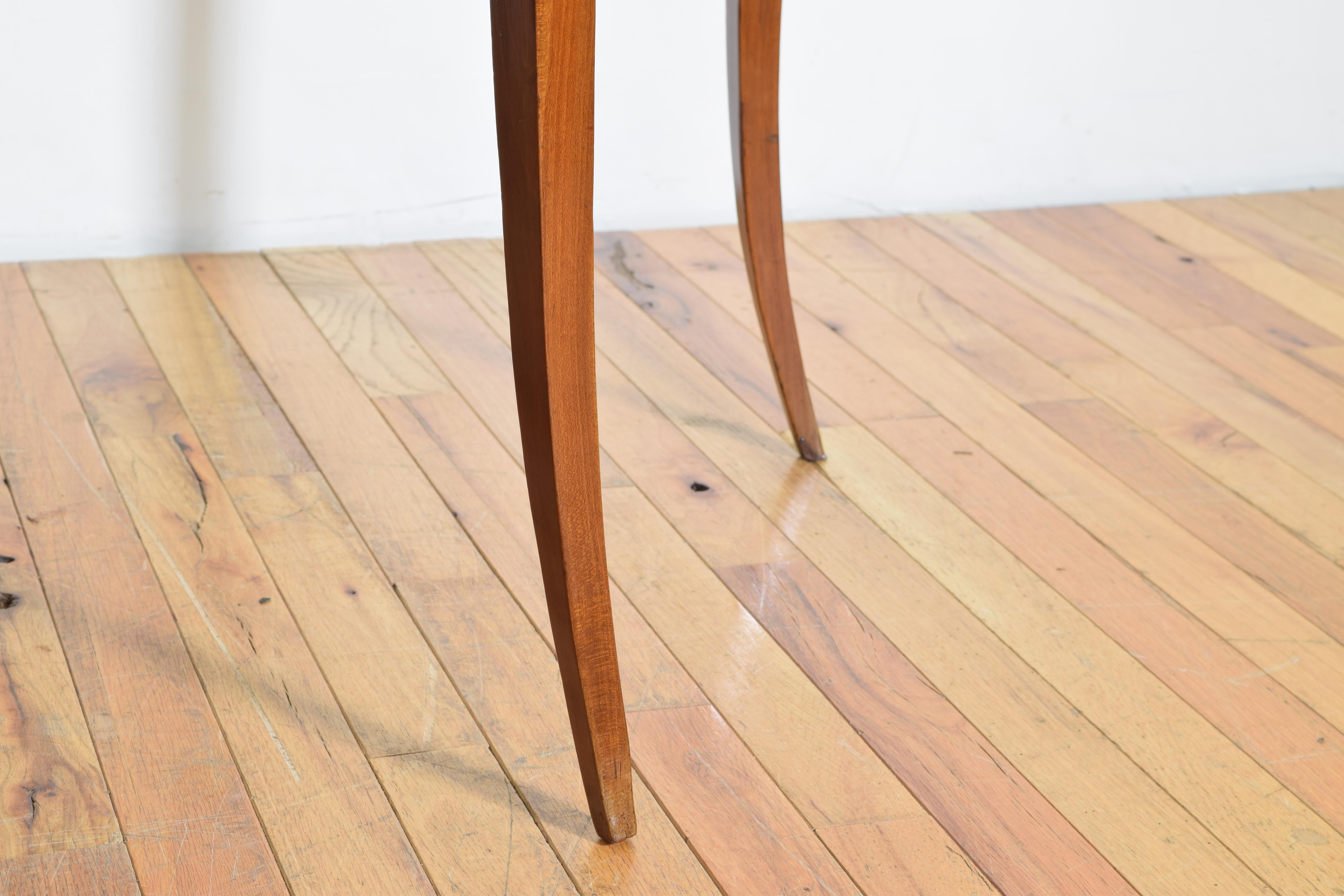 Italian, Naples, Shaped Cherrywood & White Granite Demilune Console Table, 19thc 5