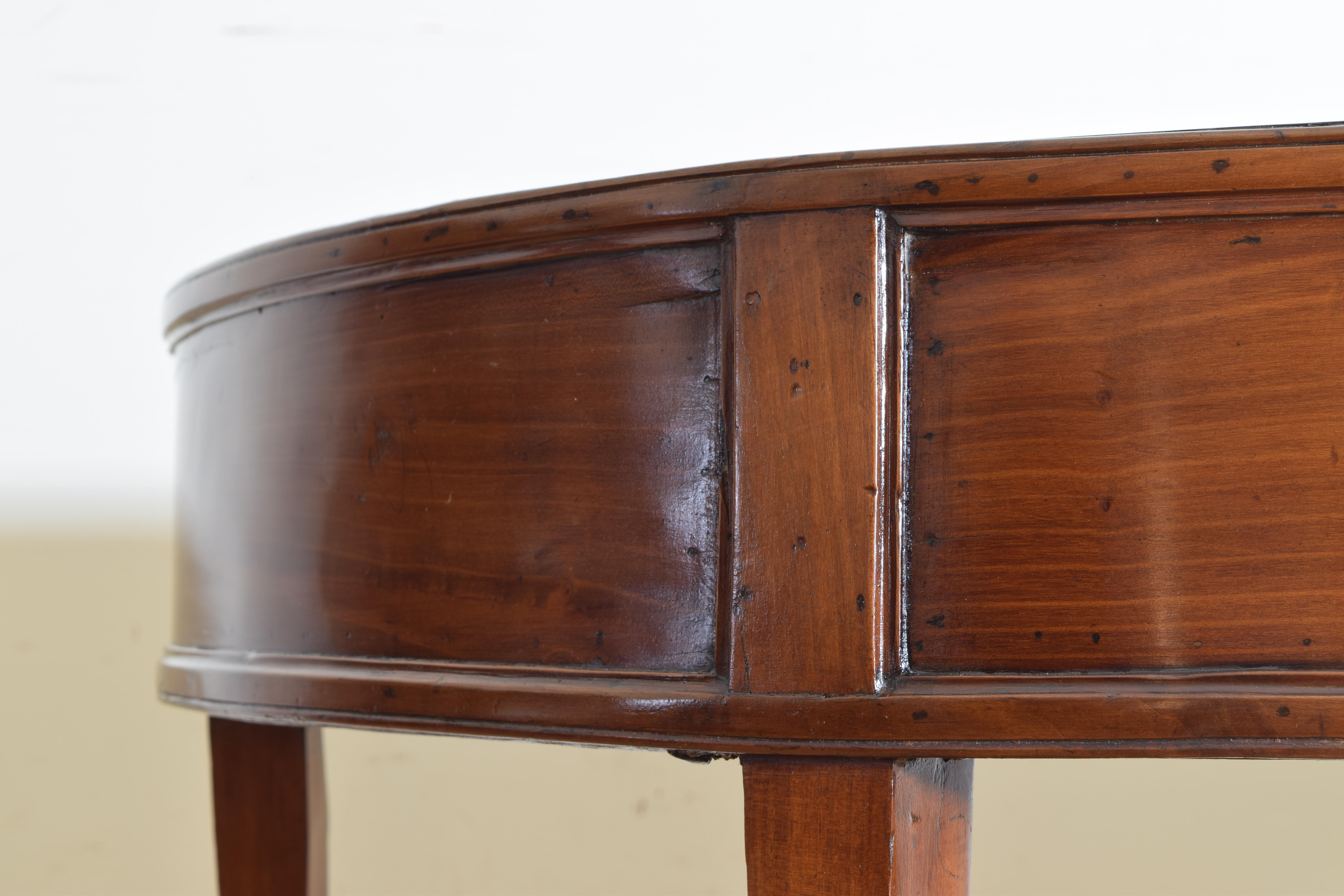 Italian, Naples, Shaped Cherrywood & White Granite Demilune Console Table, 19thc 2