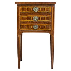 Italian Napoleon III 19th Century Bedside Table with Geometric Marquetry