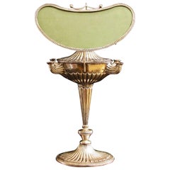 Italian Napoleon III Empire Oil Lamp in Silver Plated Metal with Silk Screen