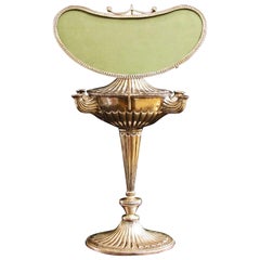 Antique Italian Napoleon III Empire Oil Lamp in Silver Plated Metal with Silk Screen
