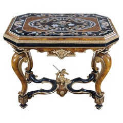 Vintage Italian Napoleon III Style Pen Shell Pietra Dura Marble Salon Center Side Table