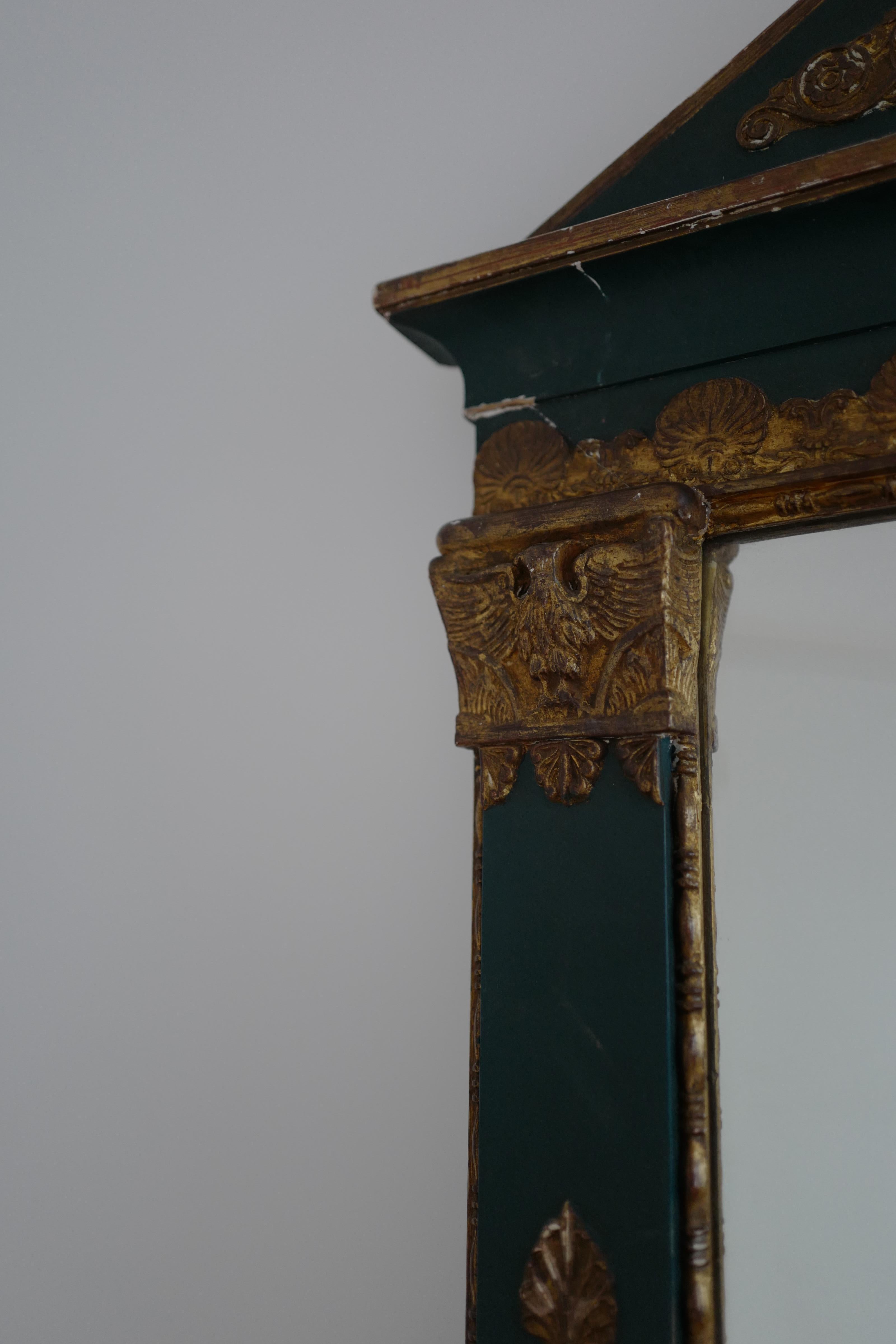 18th Century Italian Napoleon Green an Gold Mirror 1800's For Sale