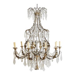 Italian, Napoli, Gilt Metal & Giltwood 12-Light Chandelier, mid-19th century