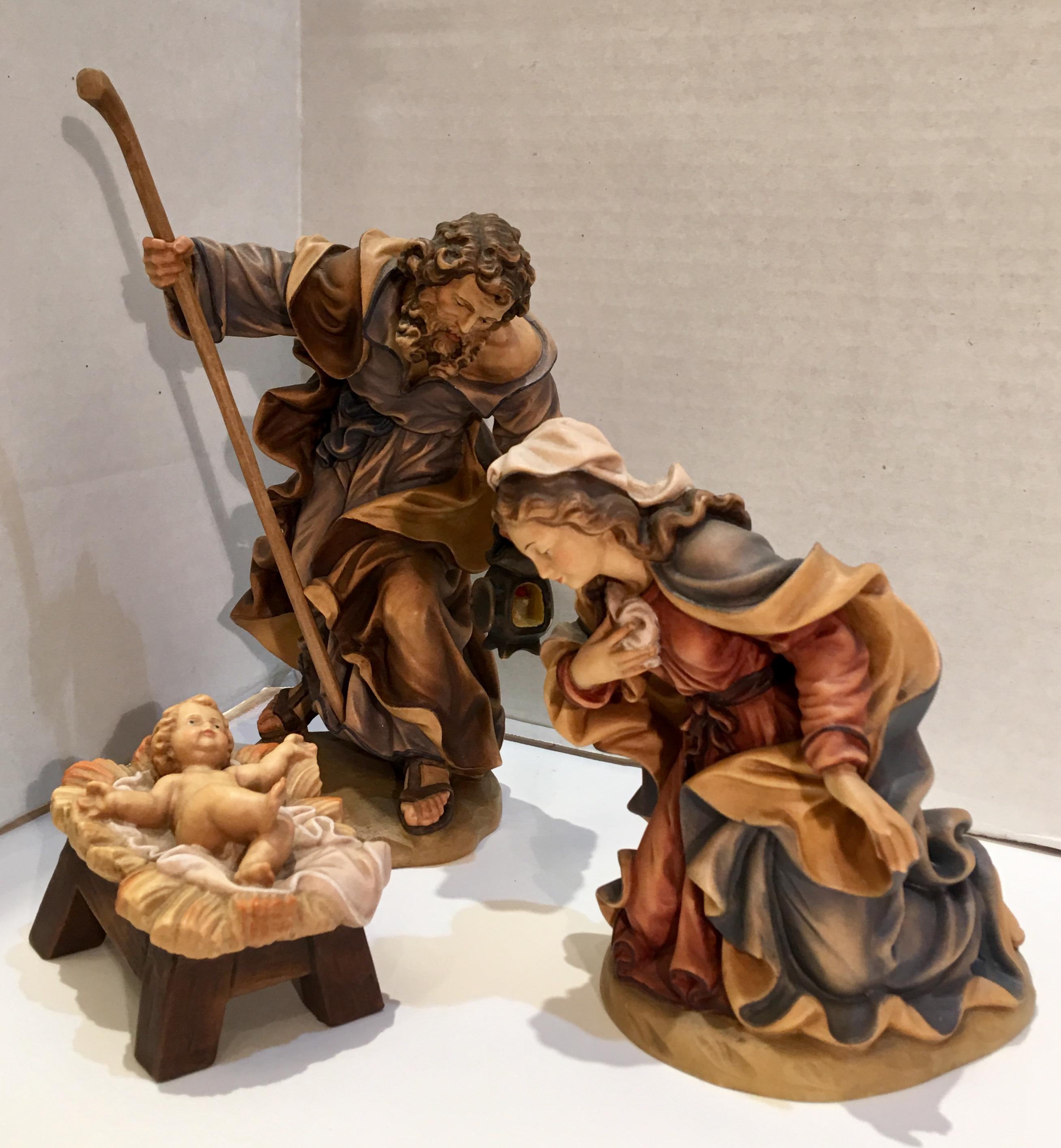 Italian Nativity Set Hand Carved Wood Museum Quality 18 Piece Oswald Demetz Deur 7