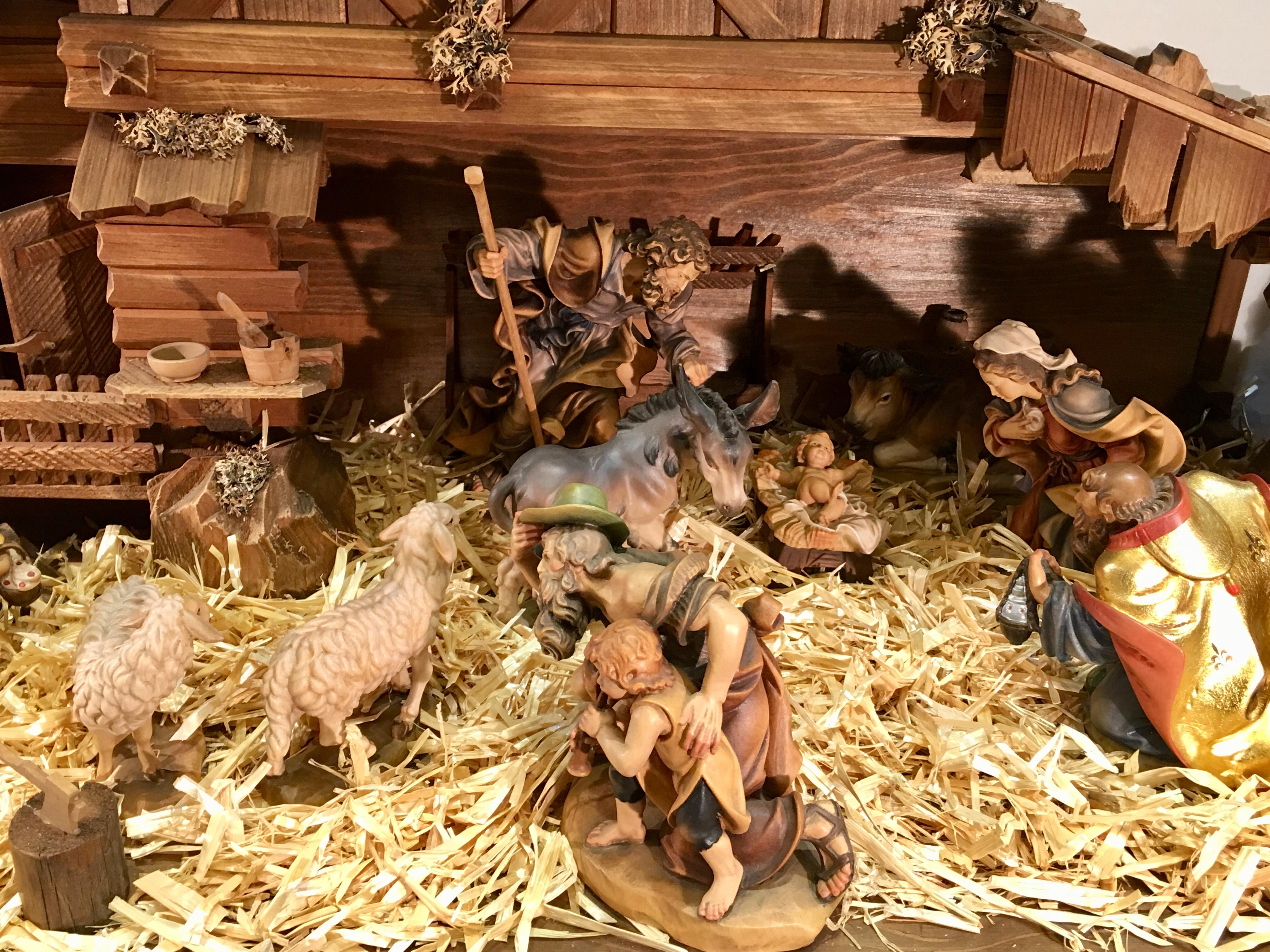 Baroque Italian Nativity Set Hand Carved Wood Museum Quality 18 Piece Oswald Demetz Deur
