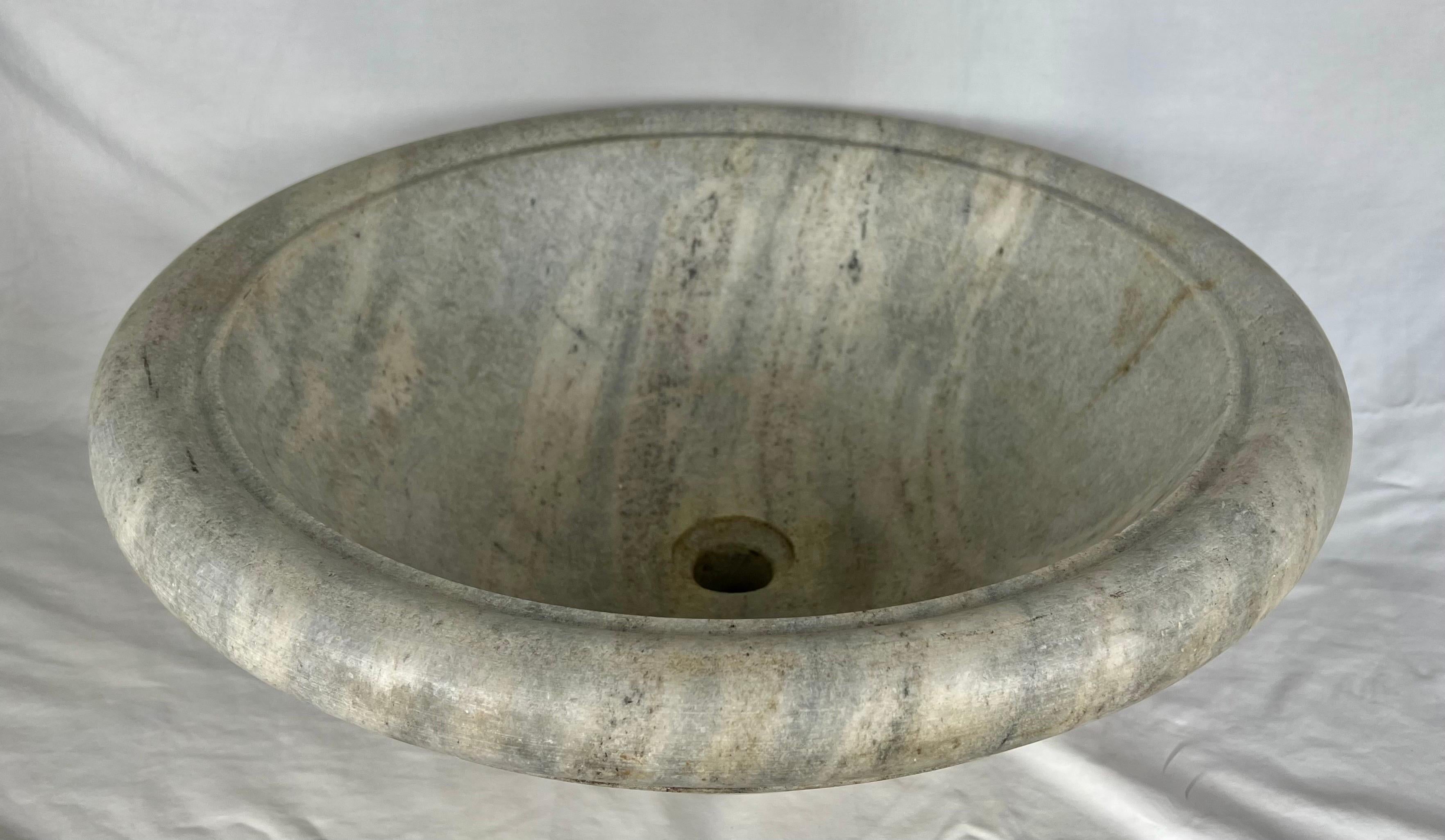 Classical Roman Italian Natural Colored Stone Sink w/ Bluish Gray Detailing For Sale