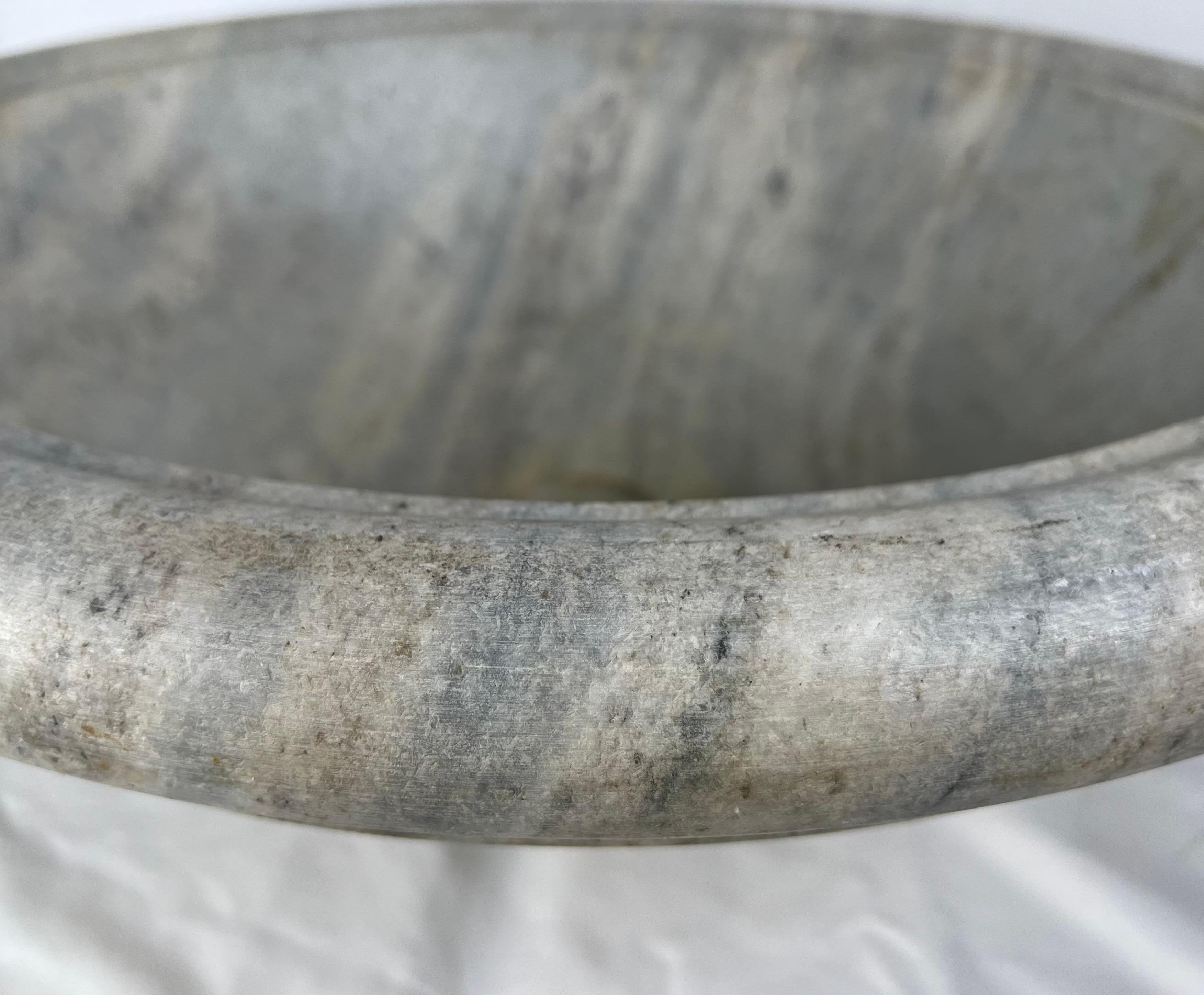 Cast Italian Natural Colored Stone Sink w/ Bluish Gray Detailing For Sale